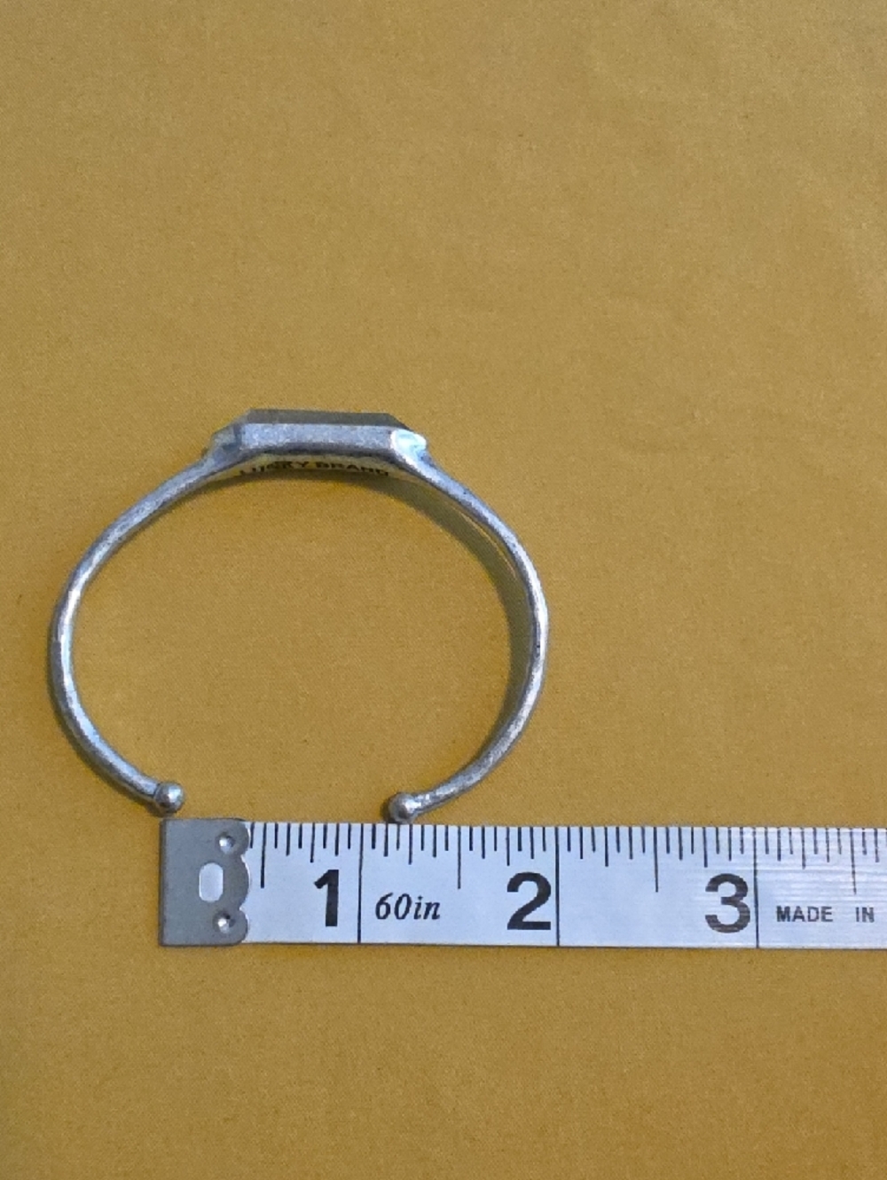 Vintage-Style Lucky Brand Silver-Tone Open Cuff with a Bezeled Gem Stone - Picture 6 of 7